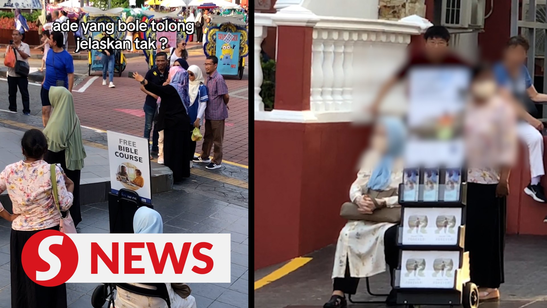 ⁣Police reports lodged over 'free Bible courses' outside Surau Warisan
