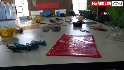 Atık malzemeler öğrencilerin elinde sanata dönüştü