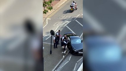 Audi crashes into bridge bollard
