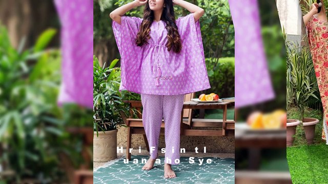 Allover Kaftan Kurti Designs |New Kaftan Dress Designs |Lawn Cotton Kaftan Kurtis