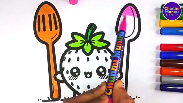 Strawberry Painting for Kids | Juicy Strawberry Coloring Page with Marker Pen
