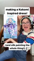 I silk painted an entire dress inspired by Kokomi from genshin impact