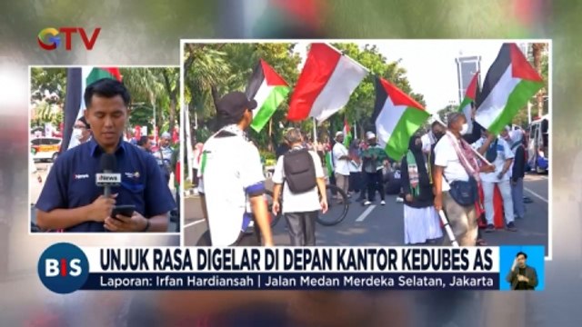 Ribuan Orang Gelar Aksi Damai Bela Palestina di Depan Kedubes AS