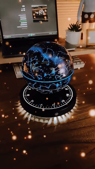 Multiple Color Desk Lamp Romantic Magnetic Levitating Clock Base Constellation World Map Lamp Floating Starry Light