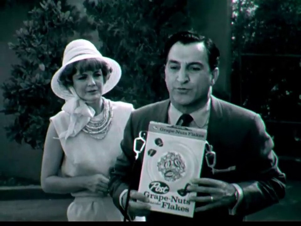 1960s Danny Thomas Post cereal TV commercial - golf cart jump-started Post cereal