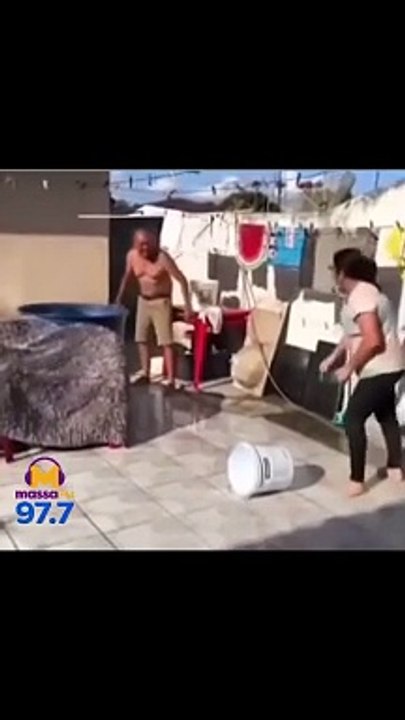 Try not to laugh scaring his wife