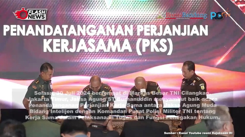 Penandatanganan Perjanjian kerjasama Antara Jam Intel Kejaksaan Ri Dengan Puspom Tni