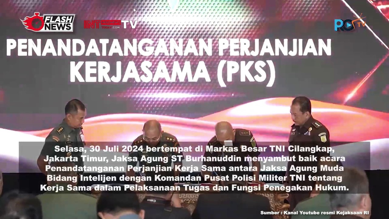 Penandatanganan PKS Antara Jam Intel Kejaksaan RI Dengan Puspom TNI