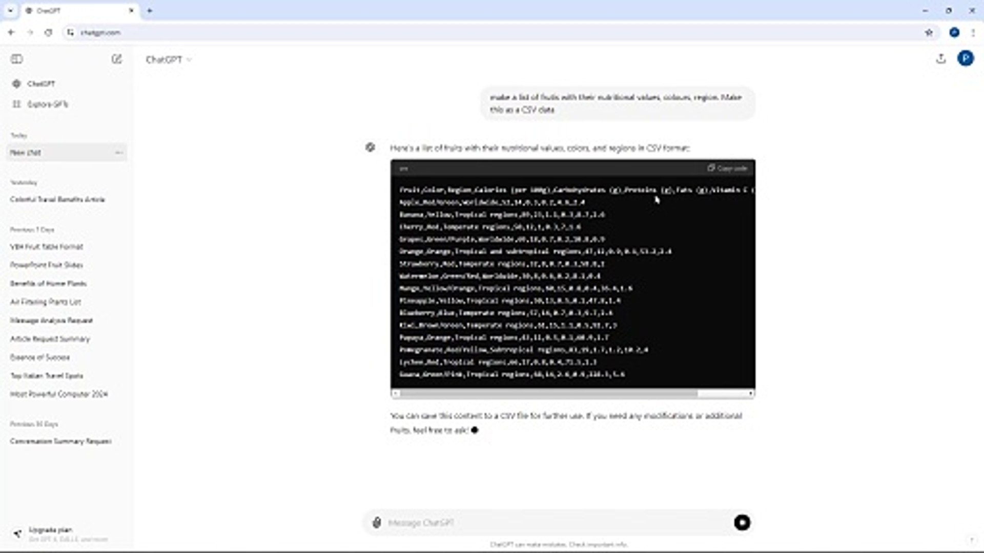 ChatGPT Course Section 10 Generating CSV Data