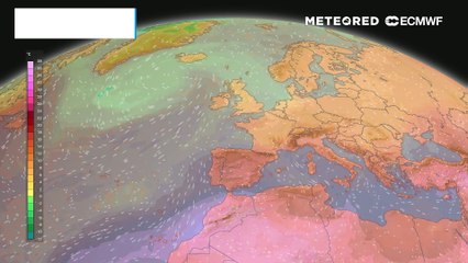 Anomalías de temperatura previstas a unos 1600 metros, en niveles medios de la troposfera. Dominarán las masas de aire cálido.