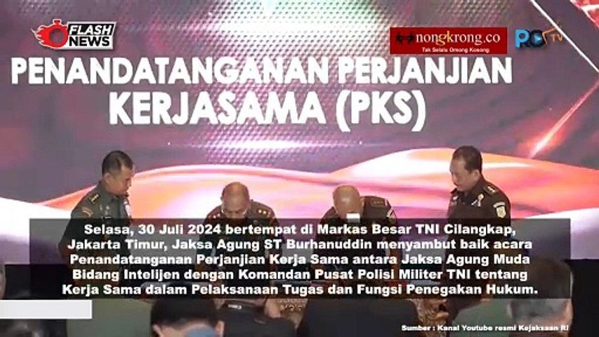 Penandatanganan Perjanjian Kerjasama Jam Intel Kejaksaan dengan Puspom TNI