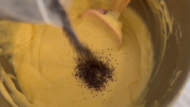 Baking a lemon and poppy seed cake with too many poppy seeds
