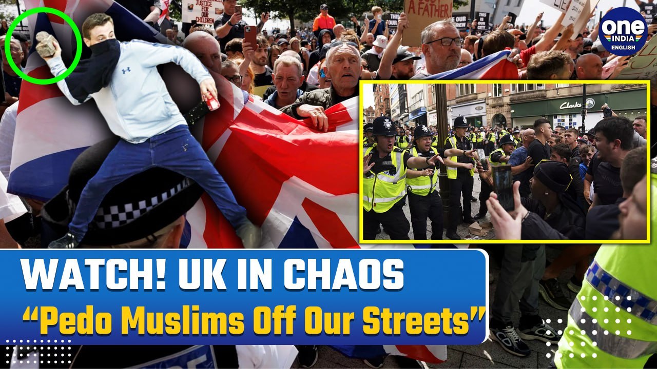 UK Unrest: Right-Wing Protests Violently Escalate After Muslim Men Come Out with Machetes | WATCH