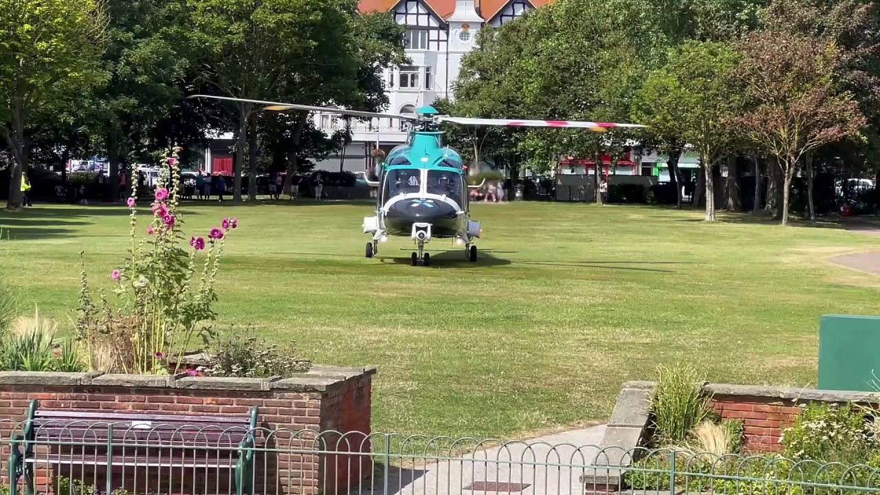 Air ambulance takes off from Steyne Gardens in Worthing after attending incident