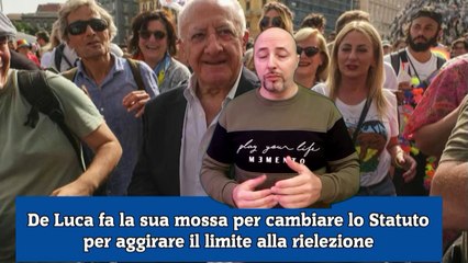 De Luca fa la sua mossa per cambiare lo Statuto per aggirare il limite alla rielezione