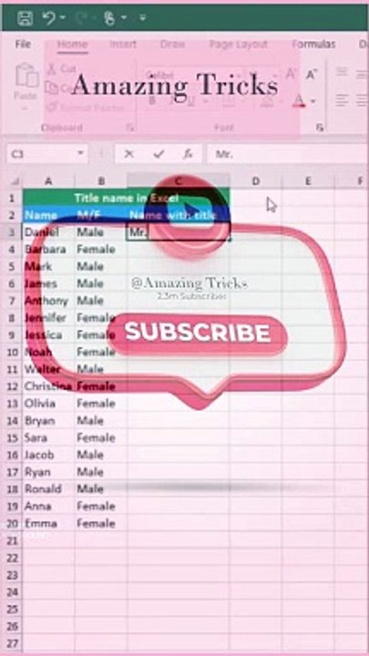 How to Title name in excel for beginners No.25