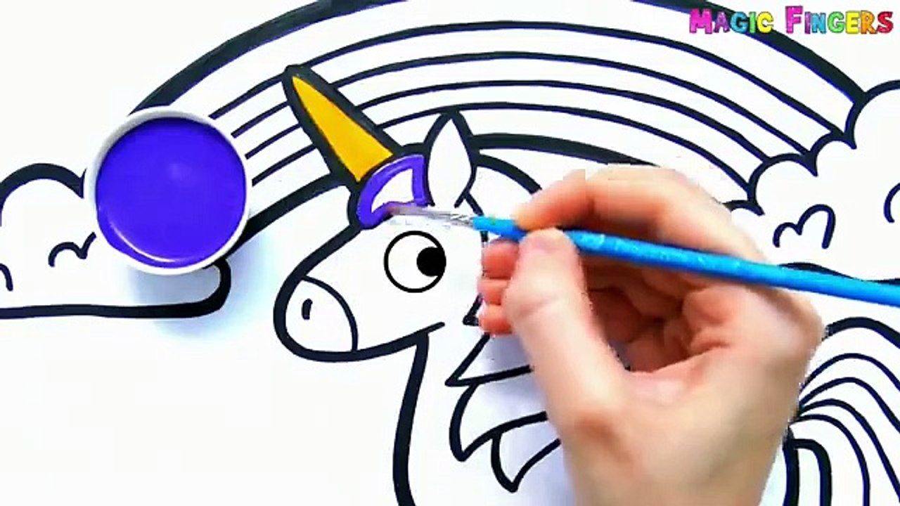 Unicorn with Rainbow Drawing, Painting and Coloring for Kids & Toddlers _ Simple Paintings #206