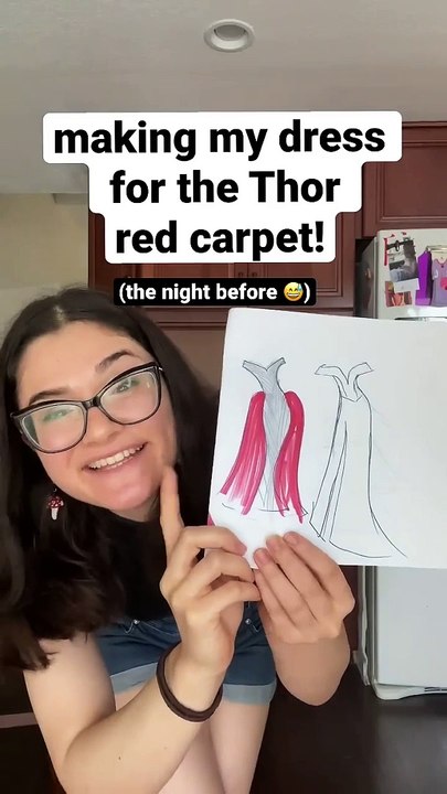making my dress for the Thor red carpet the night before
