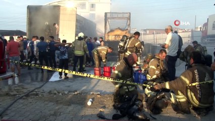 Park halindeki tırlar cayır cayır yandı