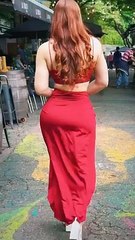 Looking hot in red dress