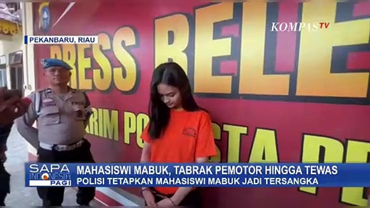 Mabuk! Mahasiswi di Pekanbaru Tabrak Pemotor hi...