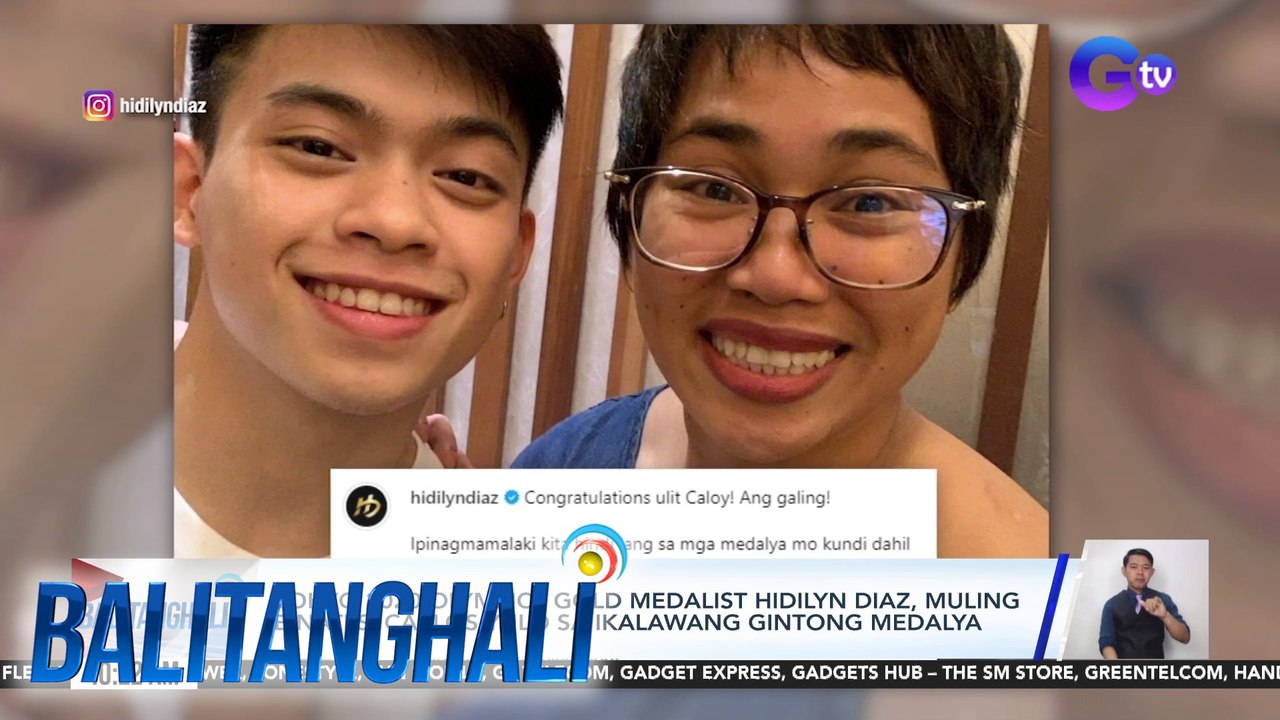 Tokyo 2020 Olympics gold medalist Hidilyn Diaz, muling binati si Carlos Yulo sa ikalawang gintong medalya | Balitanghali