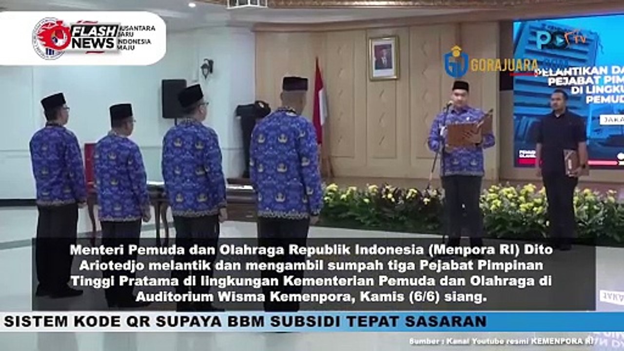 MENPORA DITO MELANTIK PEJABAT PIMPINAN TINGGI PRATAMA DI LINGKUNGAN KEMENPORA