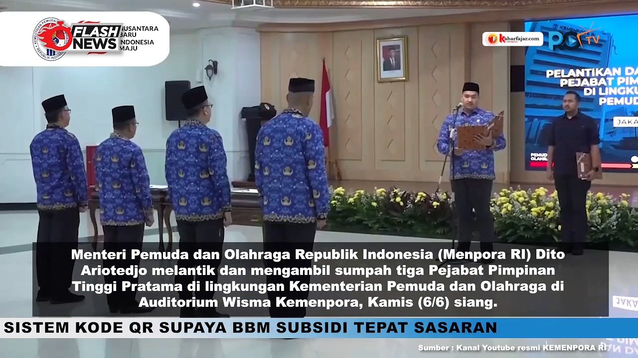 Menpora Dito Melantik Pejabat Pimpinan Tinggi Pratama di Lingkungan Kemenpora