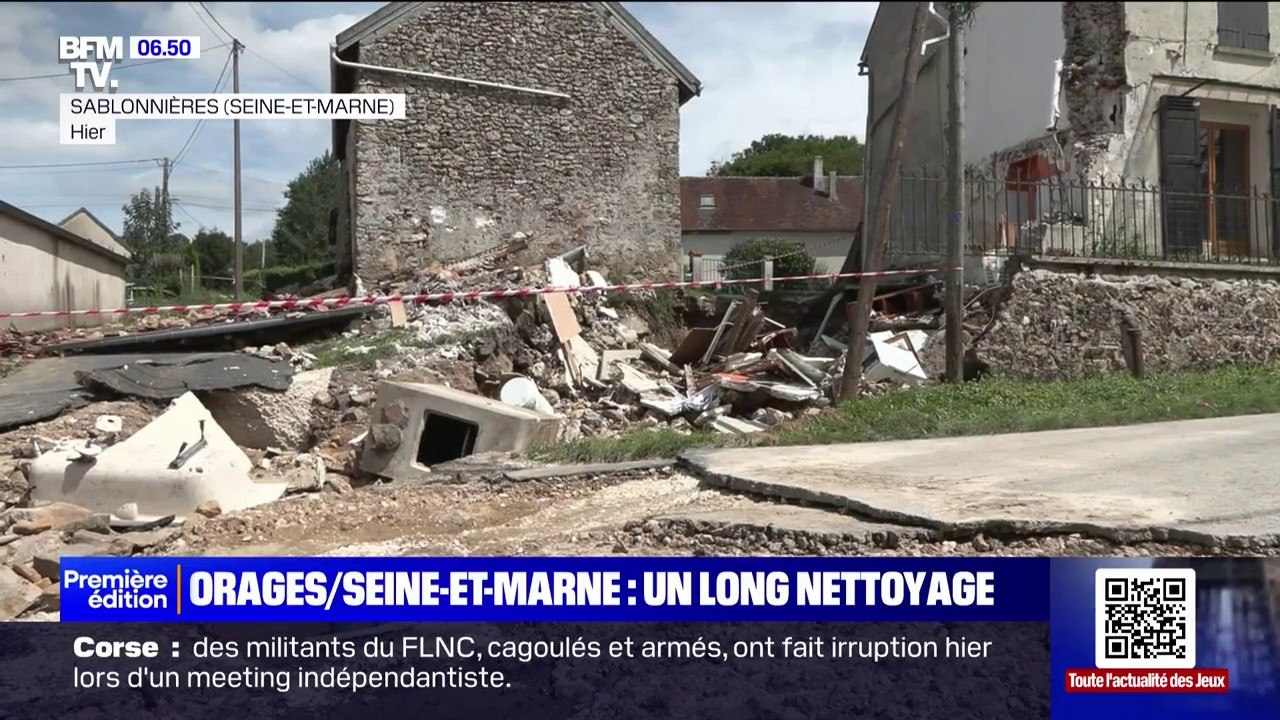 Après les violents orages en Seine-et-Marne, les habitants sinistrés de Sablonnières s'affairent à un long nettoyage