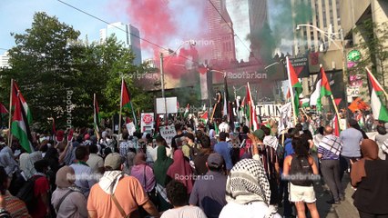 Red and Green Smoke Flare Cinematography with Soundtrack at nathan phillips square