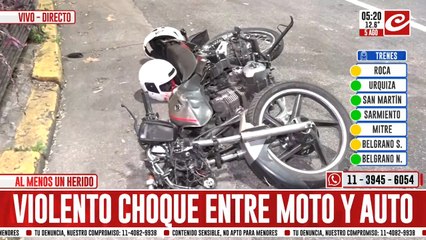 Violento choque entre auto y motocicleta: hay un herido