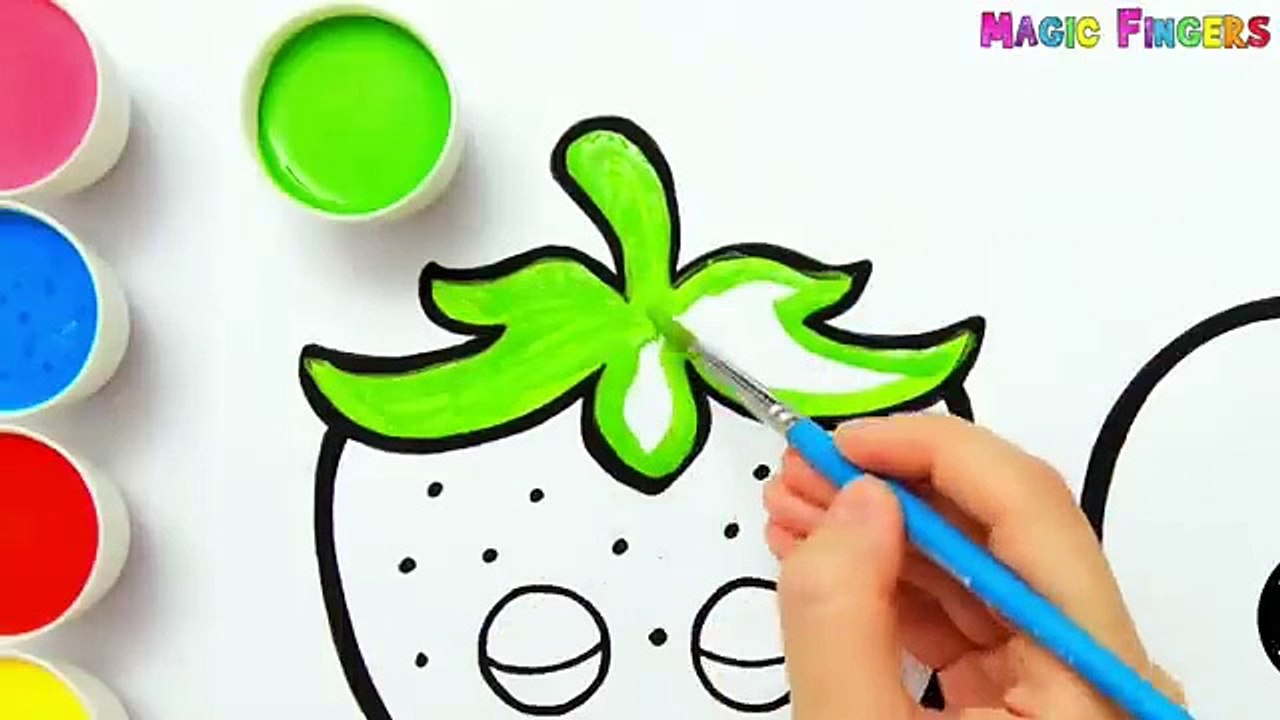 Strawberry & Apple Friends Drawing, Painting & Coloring for Kids, Toddlers _ Learn Drawing Tips #284
