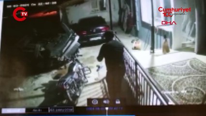 Araç evin bahçesine uçtu