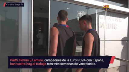 Pedri, Lamine y Ferrán están de vuelta con el Barça tras ganar la Eurocopa.