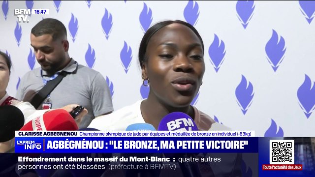 Clarisse Agbégnénou, médaillée de bronze de judo en -63kg: cette médaille de bronze sera quand même ma petite victoire