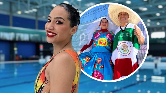 Padres de la nadadora Samantha Rodríguez presumen la cultura mexicana con trajes típicos en París