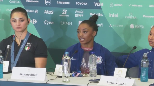 SIMONE BILES FULL PRESS CONFERENCE | Women's floor medallist (Andrade, Biles, Chiles)