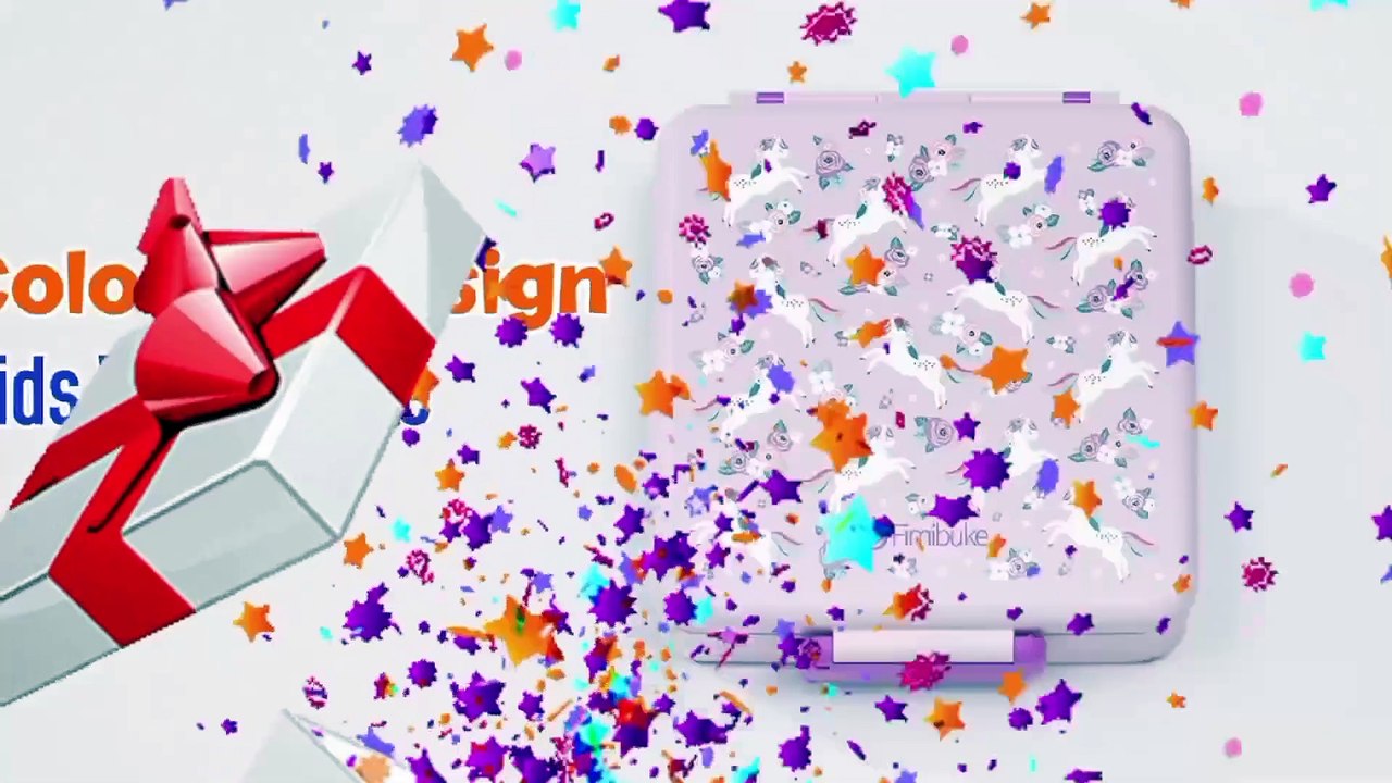 Fimibuke Bento Lunch Box for Kids - Leak Proof Toddler Bento Box with 4 Compartments BPA Free Dishwasher Safe Lunch Container with Utensils, Ideal Portion Sizes for Ages 3-12 Girls Boys for School