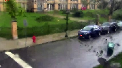 City of Buffalo camera captures an EF-1 tornado at Elmwood Avenue and Johnson Park on Monday, Aug. 5, 2024.