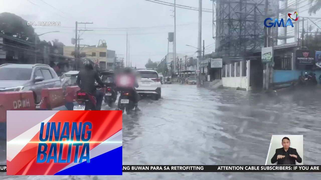 Ilang bahagi ng J.P. Laurel Highway, binaha; daloy ng trapiko, bumagal | Unang Balita