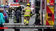 En Hidalgo, pipa de gas choca en mercado La Surtidora de Pachuca