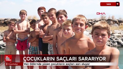 Van Gölü'nde yüzen çocukların saçları sarı oluyor
