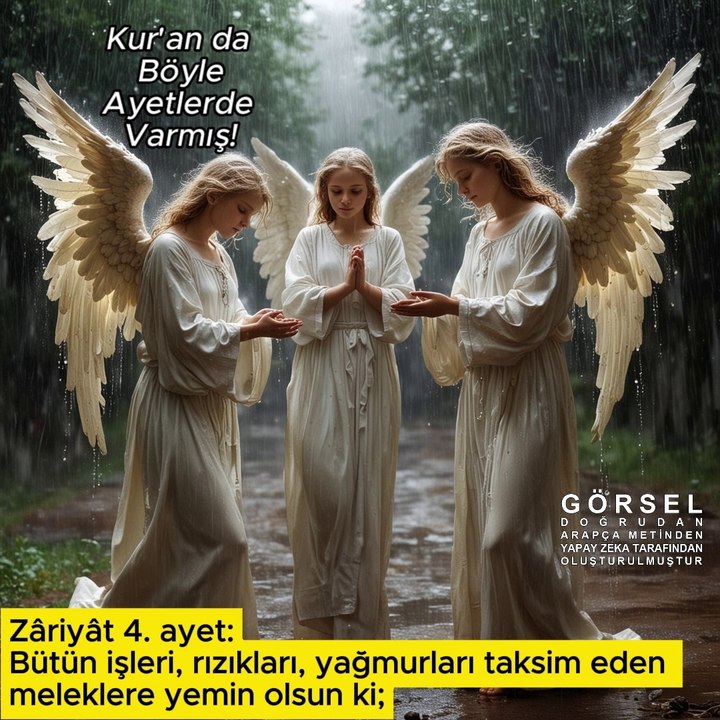 Bütün işleri, rızıkları, yağmurları taksim eden meleklere…. - Zâriyât 4.ayet