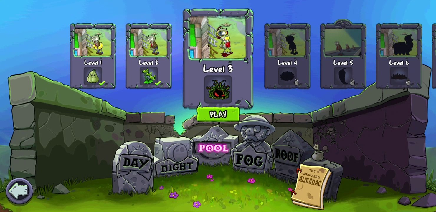 Plants vs. Zombies FREE level 3 pool