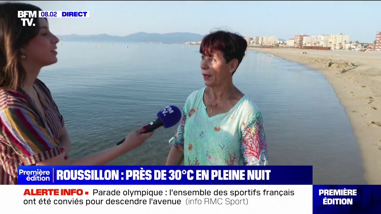Canicule: jusqu'à 27°C relevés cette nuit à Canet-en-Roussillon (Pyrénées-Orientales), les habitants s'adaptent à la chaleur
