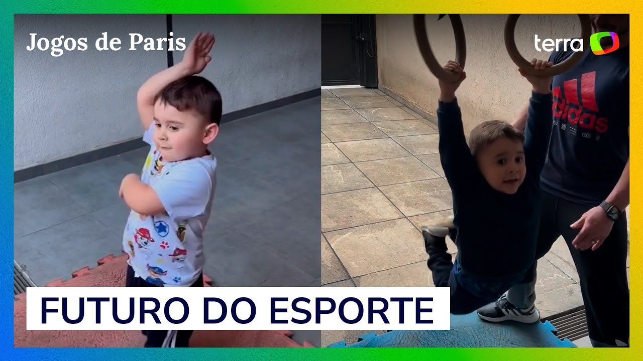 Com apenas três anos, filho de campeão olímpico surpreende seguidores com performance nas argolas