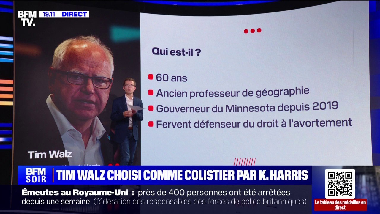 Gouverneur du Minnesota, ancien professeur, défenseur du droit à l'avortement... Qui est Tim Walz, le colistier choisi par Kamala Harris pour la présidentielle américaine?