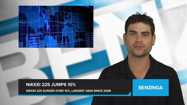 Japan's Nikkei 225 Sees Largest Single-Day Gain Since 2008. Nikkei 225 Jumps Over 10% as Stocks Rebound in Japan.