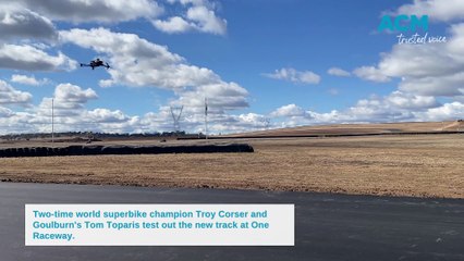 Troy Corser and Tom Toparis test out the One Raceway track