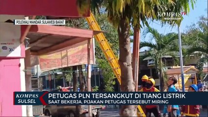 Petugas PLN Tersangkut Di Tiang Listrik bertegangan tinggi